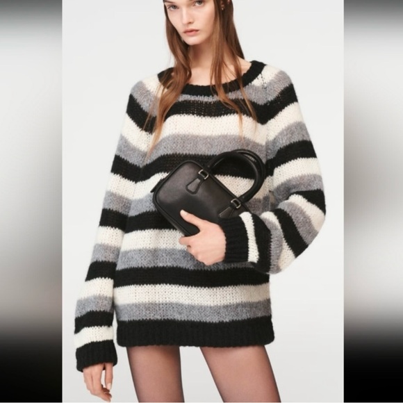 New Zara $139 Steven Meisel Striped Oversized Alpaca Blend Sweater 6693/350 XS M - Picture 2 of 10